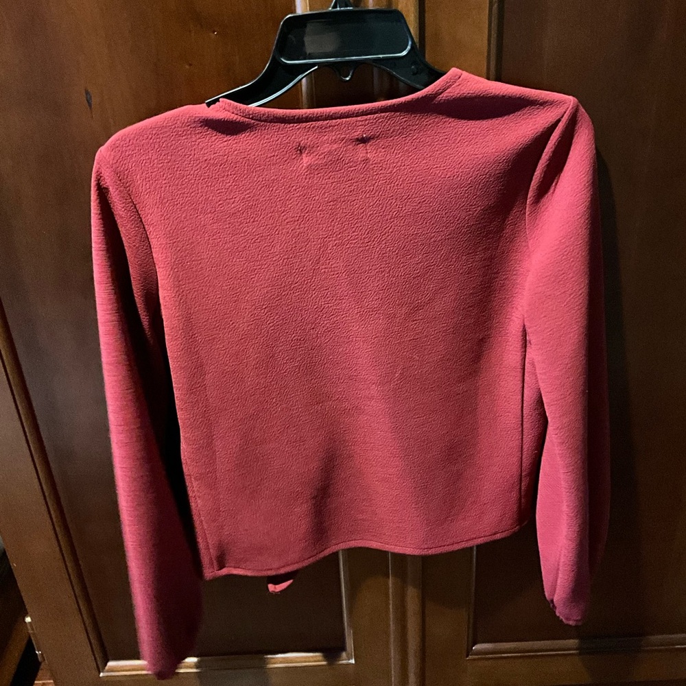 Texture & Thread Madewell Red Wrap Sweater Size X… - image 3
